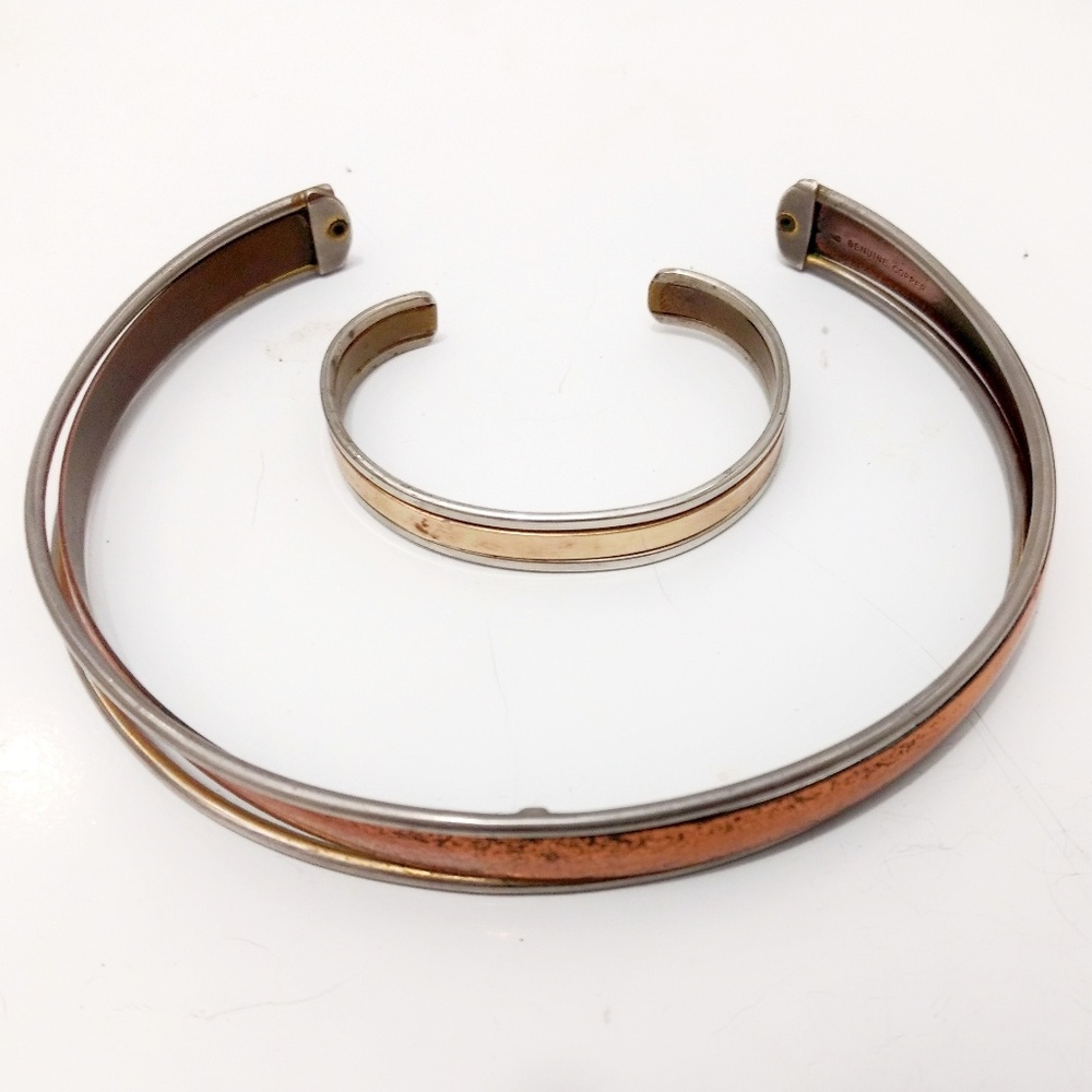 Vintage Copper and Silver Choker & Bracelet Set